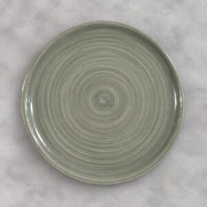 PLATO BASE PORCELANA VERDE ESPIRAL