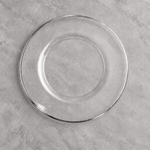 PLATO BASE VIDRIO BORDE PLATEADO