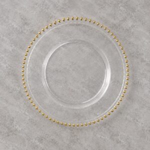 PLATO BASE VIDRIO PERLAS DORADAS