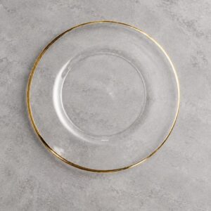 PLATO BASE VIDRIO BORDE DORADO