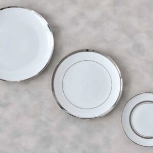 VAJILLA DE PORCELANA BORDE PLATEADO