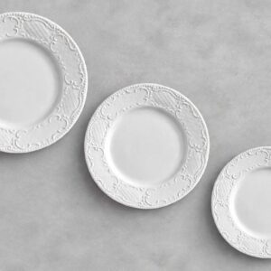 VAJILLA PORCELANA BLANCA GRABADA